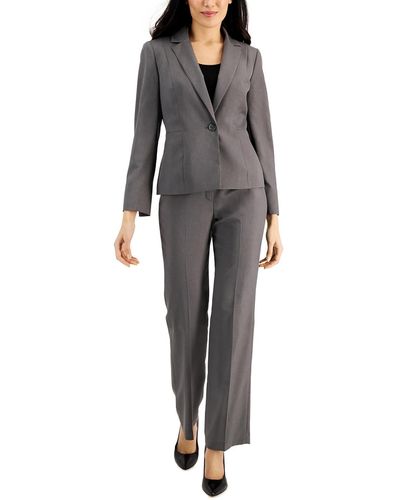 Le Suit Petites Woven Herringbone Suit Pants - Gray