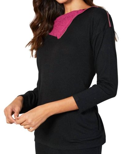 French Kyss Zip Neck Top - Black