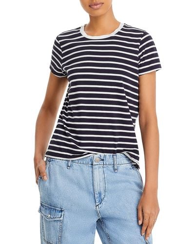 Goldie Short Sleeve Striped Pullover Top - Blue