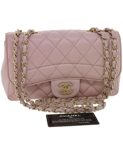 Chanel Matelasse Turn Lock Chain Shoulder Bag Lamb Skin Cc Auth 32151a - Pink