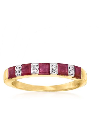 Ross-Simons Ruby Ring With Diamond Accents - Pink
