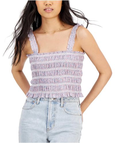 French Connection Square Neck Cropped Cami - Blue