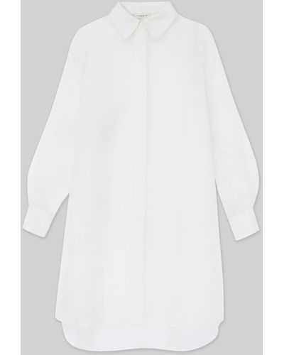 Lafayette 148 New York Silk Organza Oversized Shirt - White