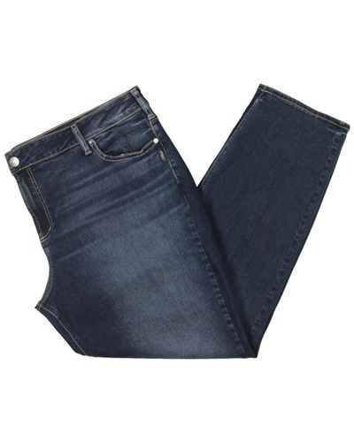Silver Jeans Co. Plus Elyse Mid-rise Dark Wash Straight Leg Jeans - Blue