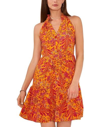 1.STATE Printed Sleeveless Mini Dress - Orange