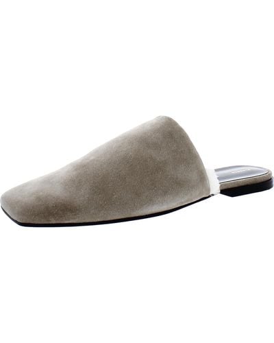 Proenza Schouler Suede Shearling Lined Slide Slippers - Gray