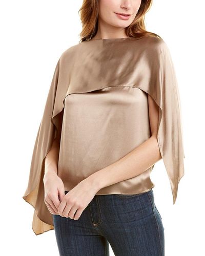 Halston Addilyn Charmeuse Silk-blend Top - Brown