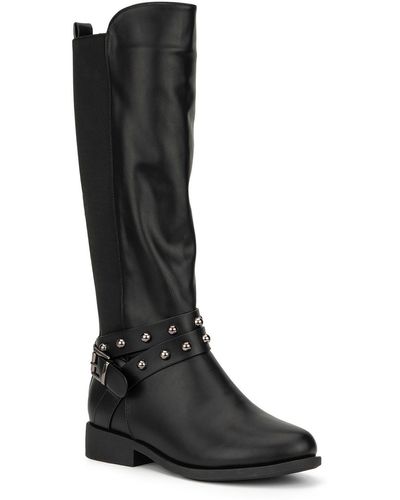 New York & Company Round Toe Studded Mid-calf Boots - Black