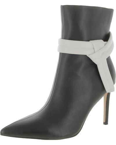 New York & Company Faux Leather Pointed Toe Booties - Gray