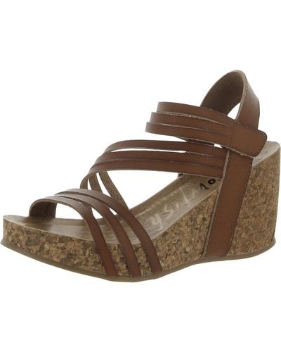 Blowfish Faux Leather Ankle Strap Strappy Sandals - Brown