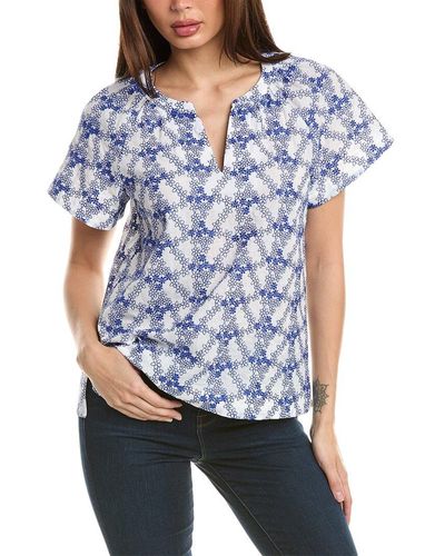 Jones New York Embroidered Floral Top - Blue