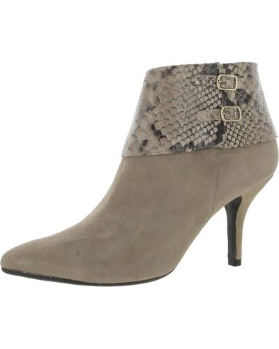 Vaneli Kandee Faux Leather Animal Print Ankle Boots - Gray
