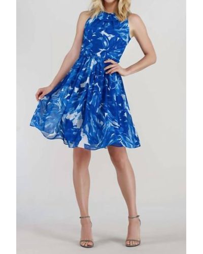 Bigio Collection Royal Floral Dress - Blue