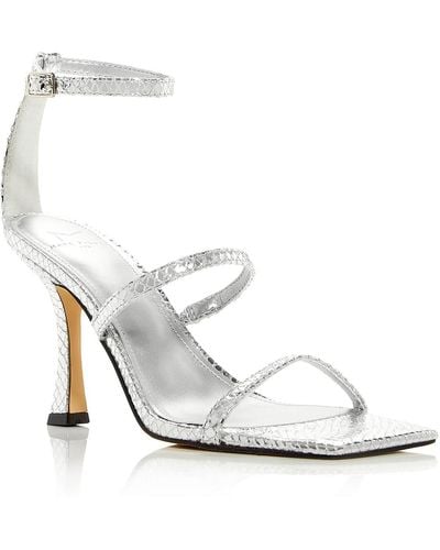 Marc Fisher Dalida Leather Buckle Strappy Sandals - White