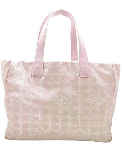 Chanel Travel Line Canvas Tote Bag (pre-owned) - Pink