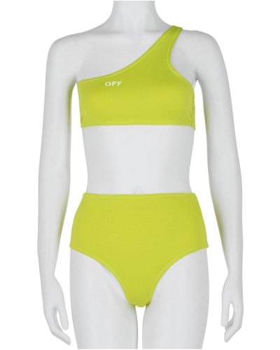 Off-White c/o Virgil Abloh Stamp One Shoulder Bikini Set - Yellow