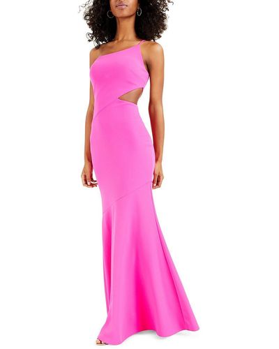 Betsy & Adam Cut-out One Shoulder Evening Dress - Pink