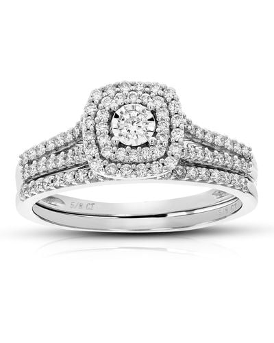 Vir Jewels 1/2 Cttw Round Cut Lab Grown Diamond Wedding Engagement Ring Bridal Set .925 Sterling - Gray