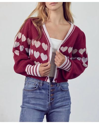..,merci Heart Button-front Cardigan - Red