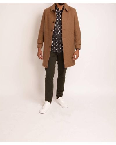 Guide London Wool Blend Overcoat - Natural