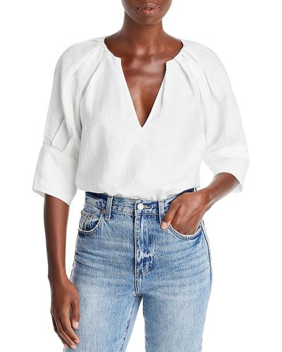 A.L.C. Textured Pleated Collar Blouse - White