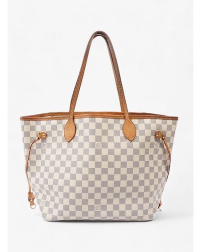 Louis Vuitton Neverfull Damier Azur Coated Canvas Tote Bag - White
