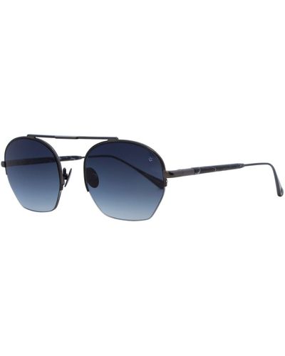 John Varvatos Semi-rimless Round Sunglasses V534 Gunmetal Gunmetal 50mm 534 - Blue