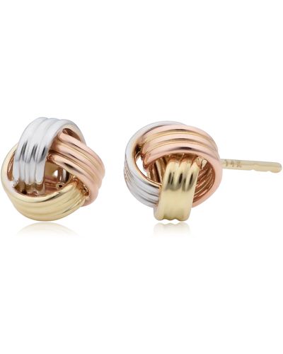 Fremada 14k Tri-color Love Knot Earrings - Metallic