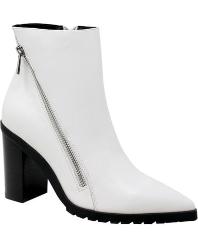 Charles David Dominate Faux Leather Pointed Toe Ankle Boots - White