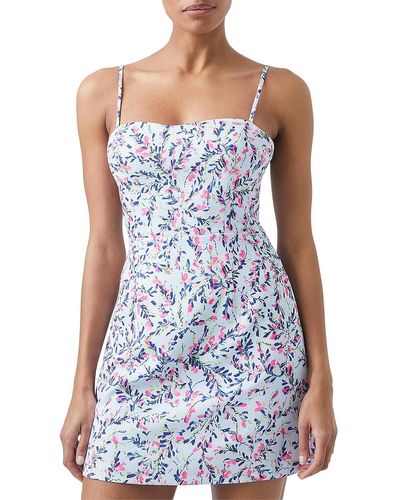French Connection Floral Short Fit & Flare Dress - Blue