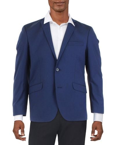 Kenneth Cole Woven Checkered Two-button Blazer - Blue