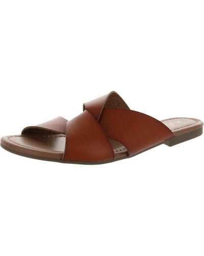Sugar Olena Faux Leather Slip On Flat Sandals - Brown