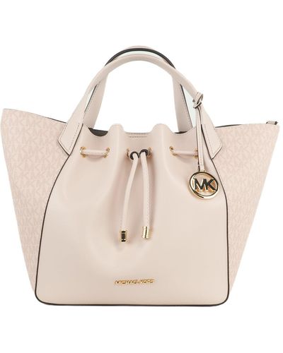 Michael Kors Phoebe Large Powder Blush Pvc Leather Drawstring Grab Bag Handbag - Black