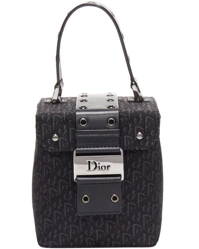 Dior Vintage John Galliano Trotter Street Chic Canvas Leather Box Bag - Black