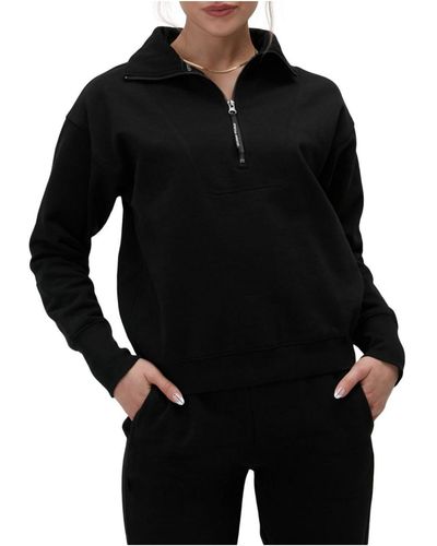 Spiritual Gangster Half Zip Pullover Sweatshirt - Black