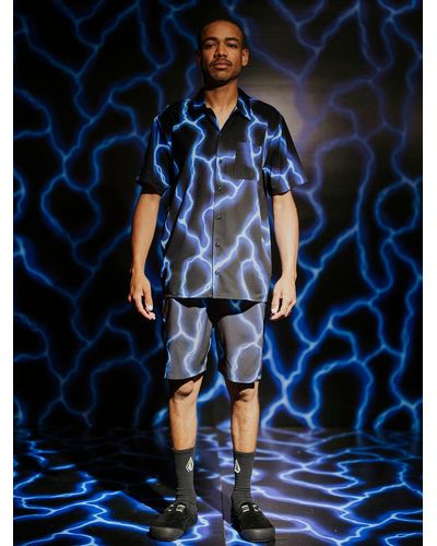 Volcom Featured Artist Travis Spinks Short Sleeve Shirt - Blue