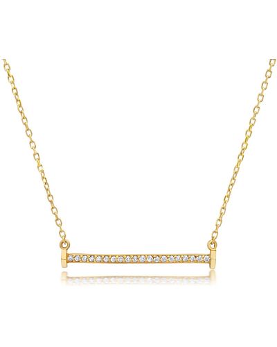 Paige Novick 14k Yellow Gold Diamond Flat Bar Necklace With Triangle End Caps - Metallic