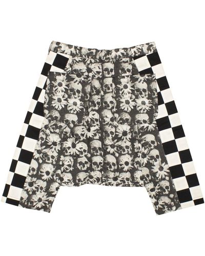 Comme des Garçons Checkered Print Drop Crotch Shorts - Black
