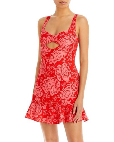 BCBGeneration Cut Out Above Knee Mini Dress - Red