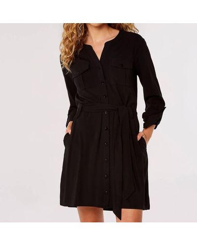 Apricot Long Sleeve Utility Dress - Black