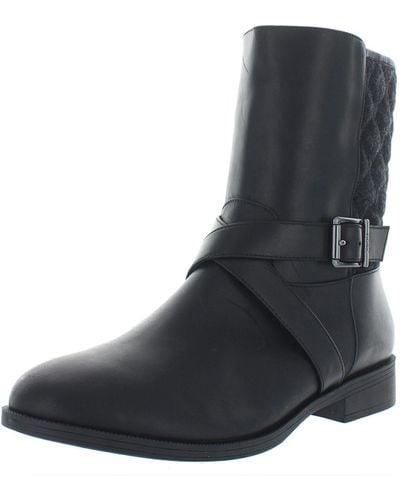Vionic Thea Leather Quilted Ankle Boots - Black