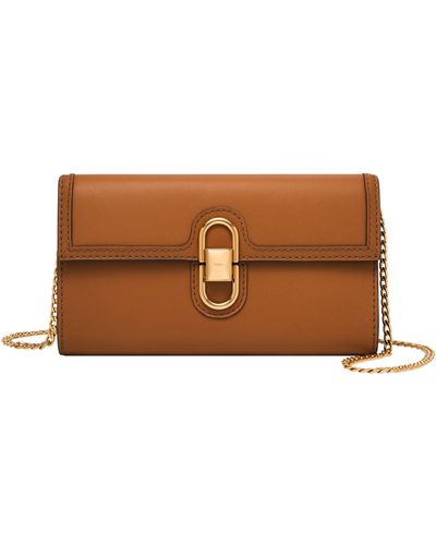 Fossil Avondale Leather Wallet Crossbody - Brown