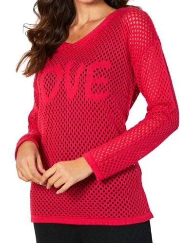 French Kyss Love Crochet V-neck Top - Red
