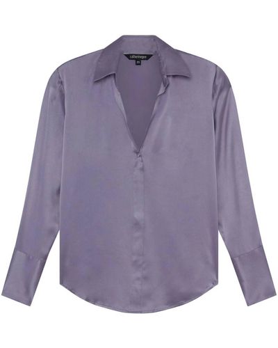 Catherine Gee Daria French Cuff Silk Blouse - Purple