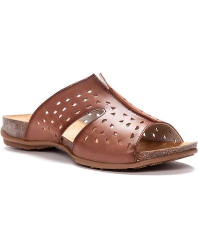 Propet Fionna Leather Perforated Footbed Sandals - Pink