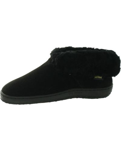Old Friend Bootee Suede Fleece Lined Bootie Slippers - Black