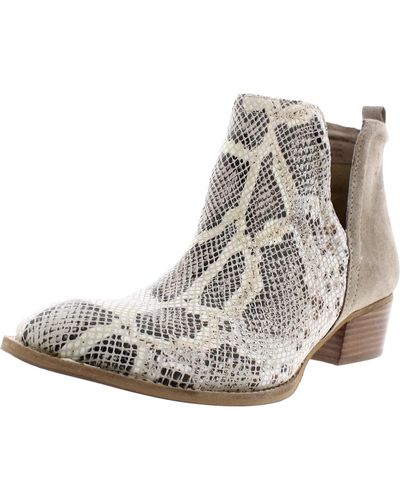 Diba True Short Side Leather Snake Print Ankle Boots - Gray