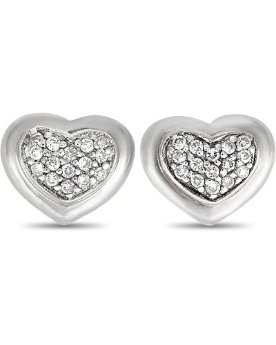 Scott Kay Sterling Diamond Heart Stud Earrings - Metallic