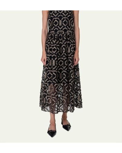 Akris Punto Fringe Embroidered Tulle Midi Dress - Black