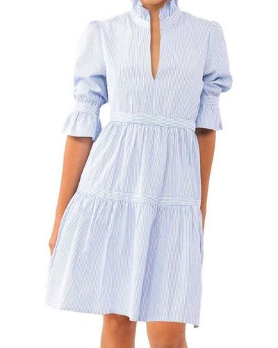 Gretchen Scott Teardrop Dress - Stripe Wash & Wear - Blue